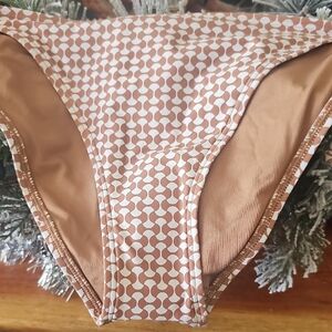 Rip Curl Stylish Classic Surf Cheeky Tie Side Brown and White Women's Swim 2XL